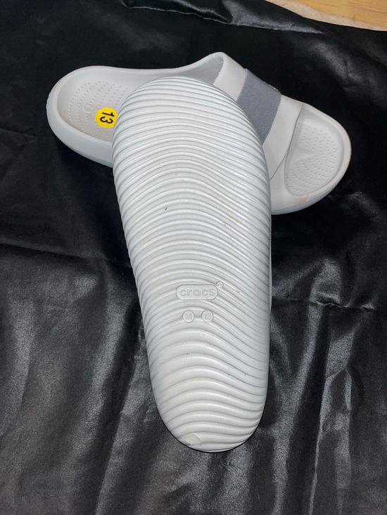 CROCS Mens size 13 White Slip-On Sandals with Gray Strap main image 5